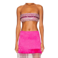 Patbo Pink Jeweled Crop Top