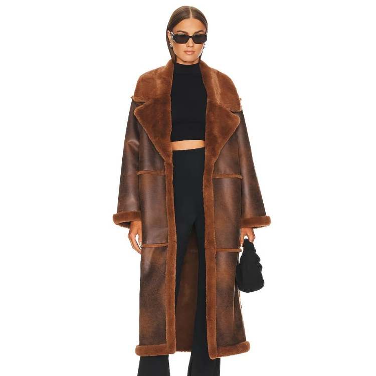 Woman in Brown Winter Coat Perfect Aspen Outfit Idea