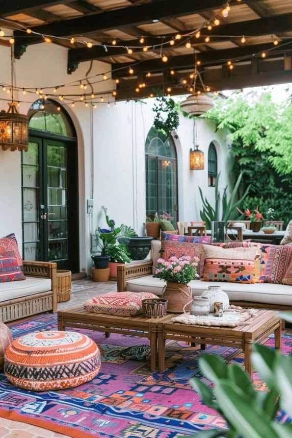 bohemian backyard lighting ideas