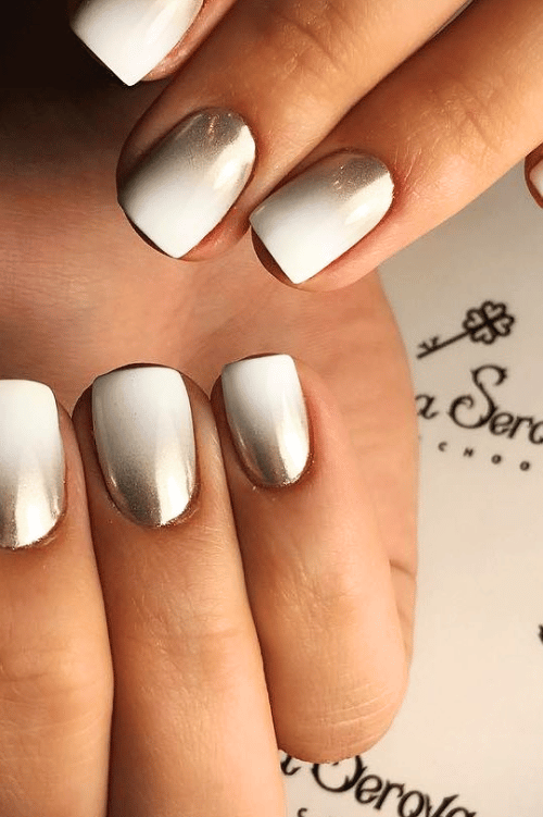 Metallic Ombre 2025 winter nail designs