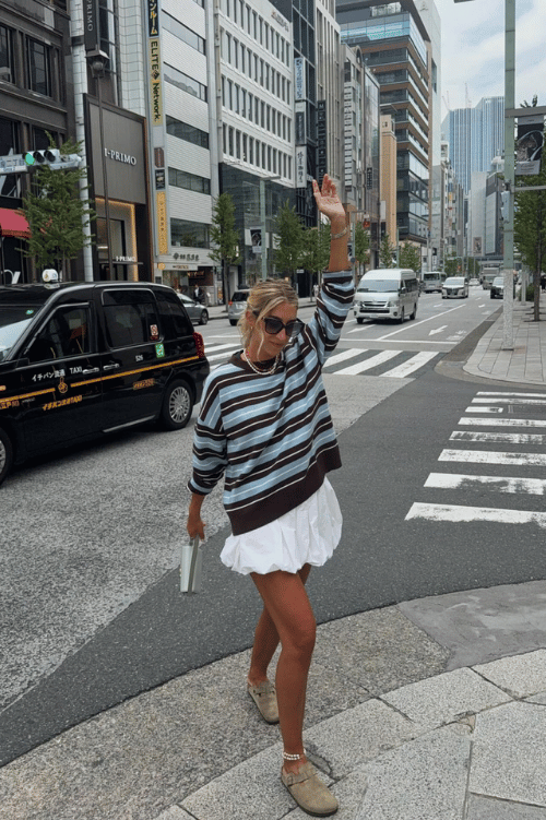 clog outfit ideas how to style clogs with a striped shirt preppy look